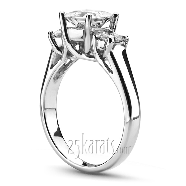 14K white gold Princesss Cut Trellis Three Stone Diamond Engagement Ring (0.80 ct. tw.) - main view