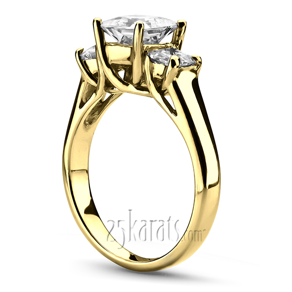 14K white gold Princesss Cut Trellis Three Stone Diamond Engagement Ring (0.80 ct. tw.) - alternate view 2