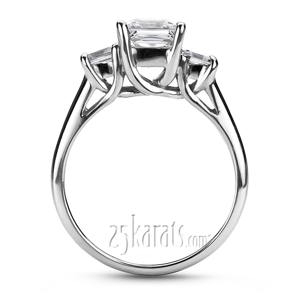 14K white gold Princesss Cut Trellis Three Stone Diamond Engagement Ring (0.80 ct. tw.) - alternate view 3