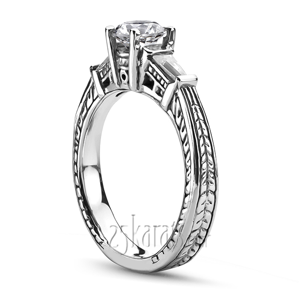 18K white gold Antique Multi-Shaped Diamond Engagement Ring (0.16 ct. tw.) - alternate view 2