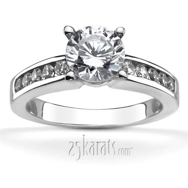 Round Brilliant Moissanite Channel Set Engagement Ring, 0.18ct