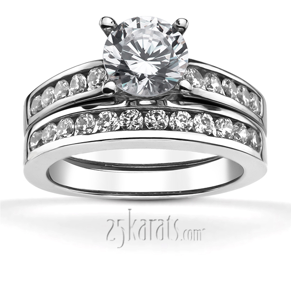 14K white gold Classic Round Cut Channel Set Diamond Bridal Ring (0.50 ct. tw. ) - alternate view 5
