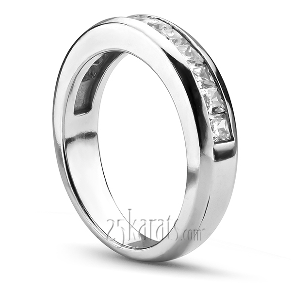 14K white gold Classic Channel Set Princess Cut Diamond Ladies Wedding Band(2.00 ct. tw.) - alternate view 2