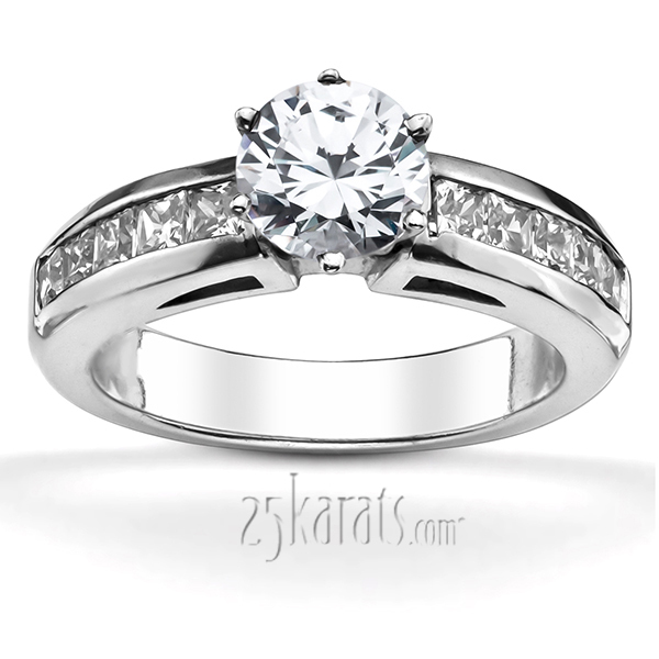 14K white gold Princess Cut Channel Set Diamond Engagement Ring(1.62 ct. tw.) - main view