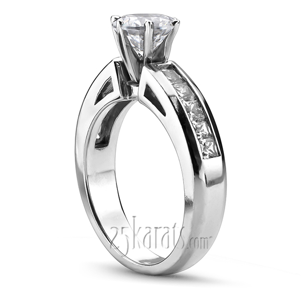14K white gold Princess Cut Channel Set Diamond Engagement Ring(1.62 ct. tw.) - alternate view 2