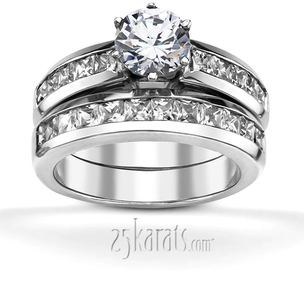 14K white gold Princess Cut Channel Set Diamond Engagement Ring(1.62 ct. tw.) - alternate view 5