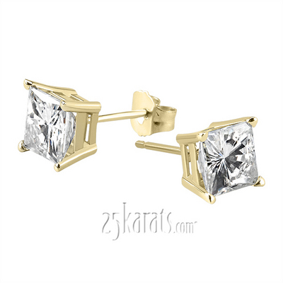 Moissanite Square Brilliant Cut Earrings(0.86ct. tw) thumbnail 2