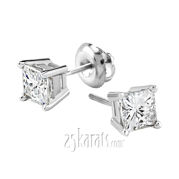 Moissanite Square Brilliant Cut Earrings(0.86ct. tw) - view 3