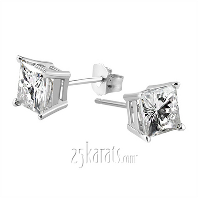 Moissanite Square Brilliant Cut Earrings(2.10ct. tw) thumbnail 1