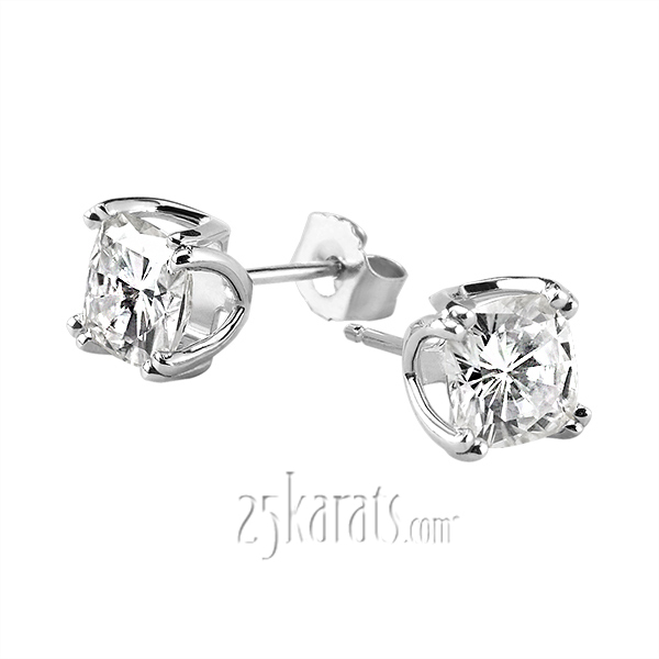 Double Prong MoissaniteCushion Earrings(1.66ct. tw) - view 1