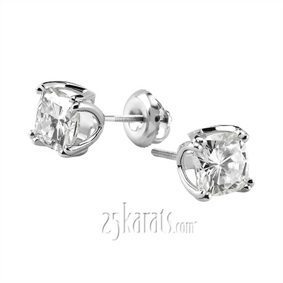 Double Prong MoissaniteCushion Earrings(1.66ct. tw) thumbnail 3