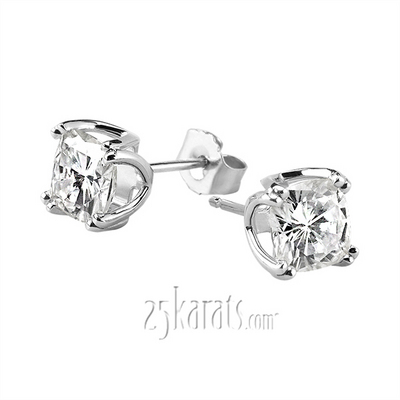 Double Prong MoissaniteCushion Earrings(2.80ct. tw)