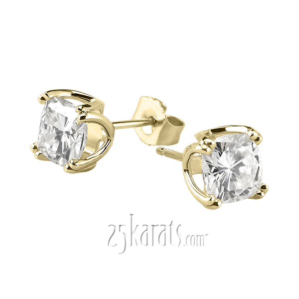 Double Prong MoissaniteCushion Earrings(3.40ct. tw) - view 2