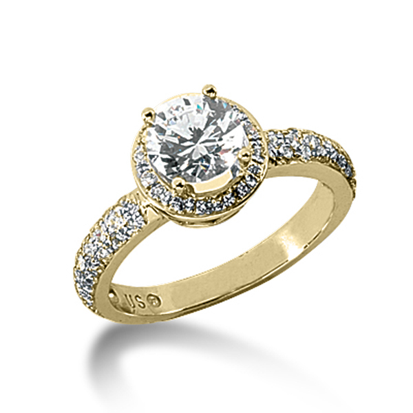 14K white gold Halo Style Pave Set Diamond Engagement Ring (0.43 ct. tw.) - alternate view 3