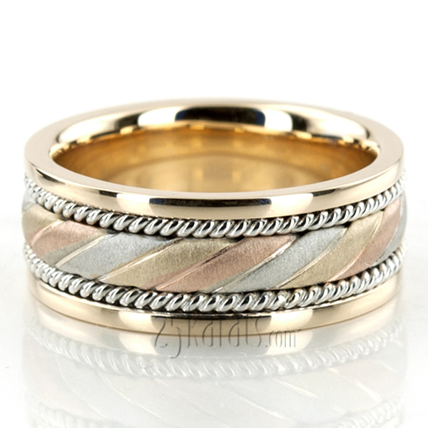 Exclusive ThreeColor Hand Woven Wedding Band HC100147