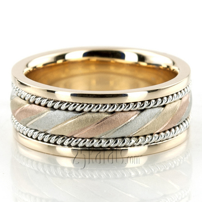 Exclusive Three-Color Hand Woven Wedding Band 