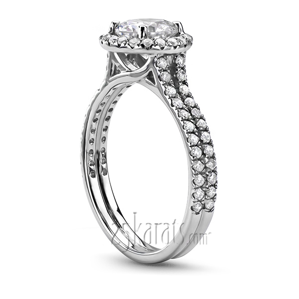 18K white gold Micro Pave Set Halo Diamond Engagement Ring (3/4 ct. t.w) - main view