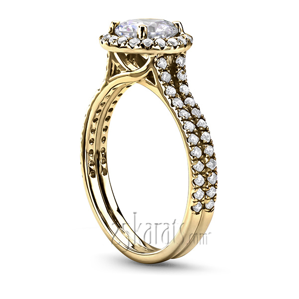 18K white gold Micro Pave Set Halo Diamond Engagement Ring (3/4 ct. t.w) - alternate view 2