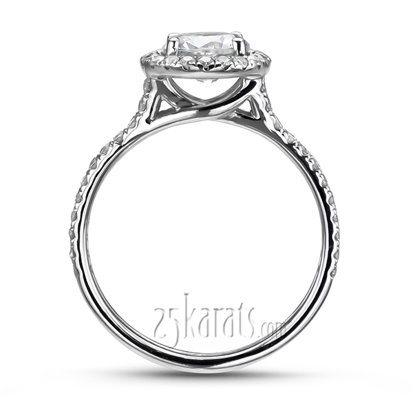 18K white gold Micro Pave Set Halo Diamond Engagement Ring (3/4 ct. t.w) - alternate view 3
