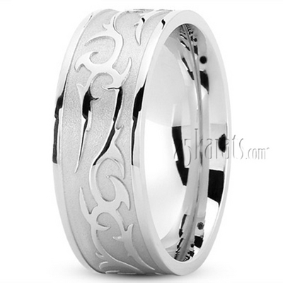 Exquisite Fancy Carved Wedding Band - main view thumbnail