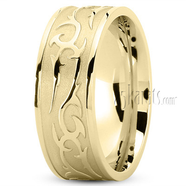 Exquisite Fancy Carved Wedding Band - view 2