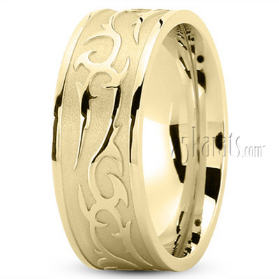 Exquisite Fancy Carved Wedding Band - view 2 thumbnail