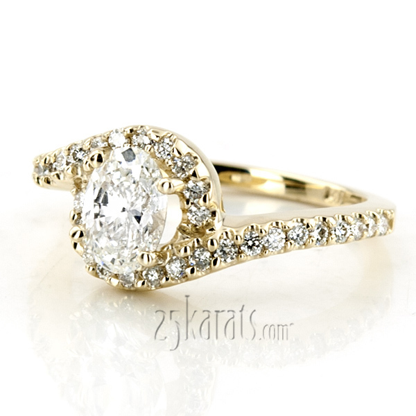 14K white gold Bypass Shank Halo Diamond Bridal Ring (1/4 ct. tw.) - alternate view 5