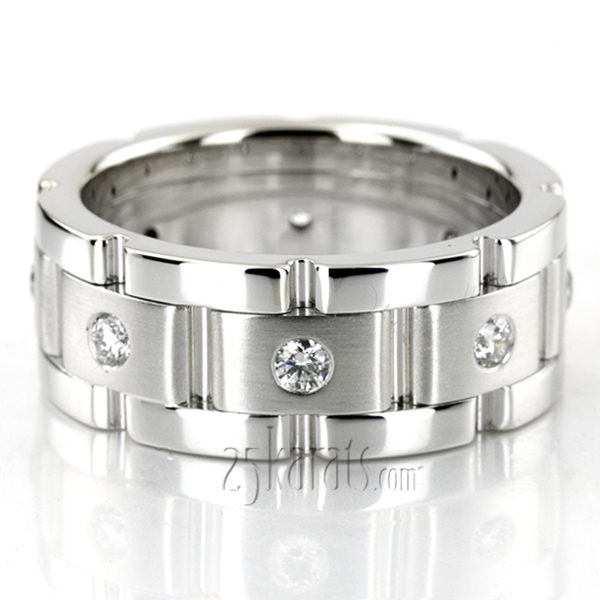 Rolex Style Round Diamond Wedding Ring