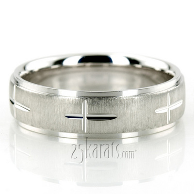Exquisite Cross Carved Design Wedding Ring 