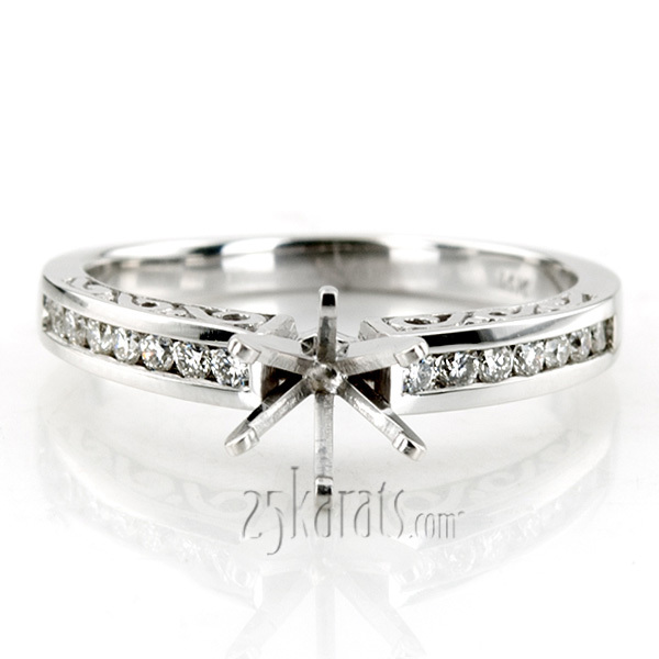 18K white gold Antique Channel Set Diamond Bridal Ring (0.28 ct. tw.) - alternate view 24