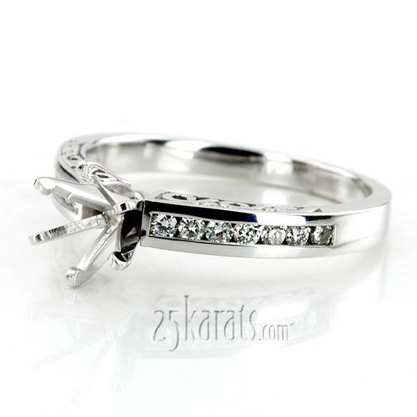 18K white gold Antique Channel Set Diamond Bridal Ring (0.28 ct. tw.) - alternate view 25