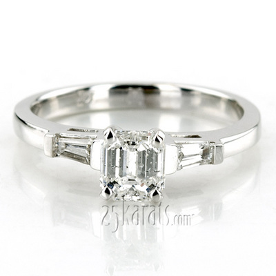 Baguette Cut Bar Set Diamond Bridal Ring (0.16 ct. tw.) thumbnail 2