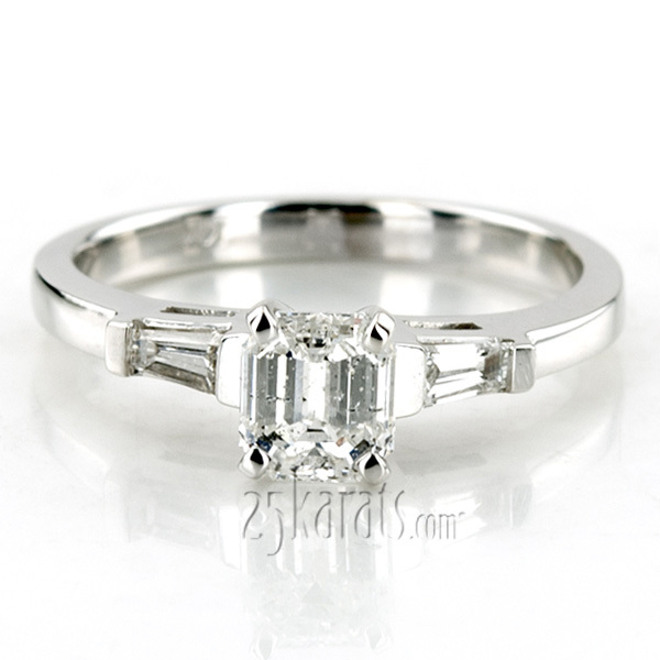 14K white gold Baguette Cut Bar Set Diamond Bridal Ring (0.16 ct. tw.) - alternate view 28