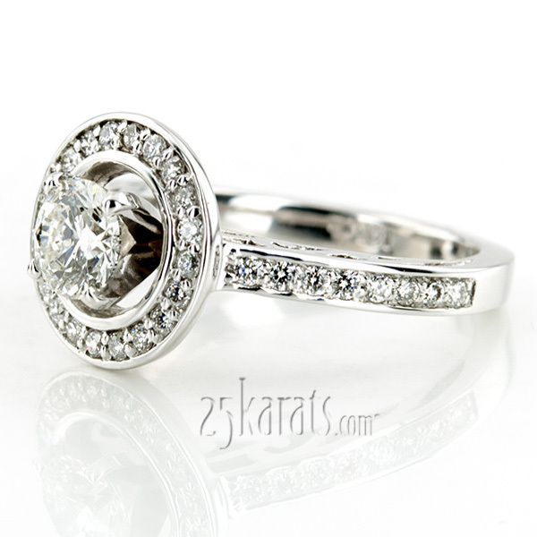 14K white gold Halo Style Filigree Diamond Engagement Ring (0.31 ct. tw.) - alternate view 8