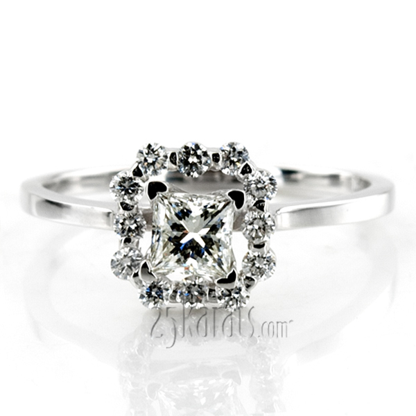 14K white gold Shared Single Prong Halo for Square Center Diamond Engagement Ring (0.24 ct. tw.) - alternate view 7