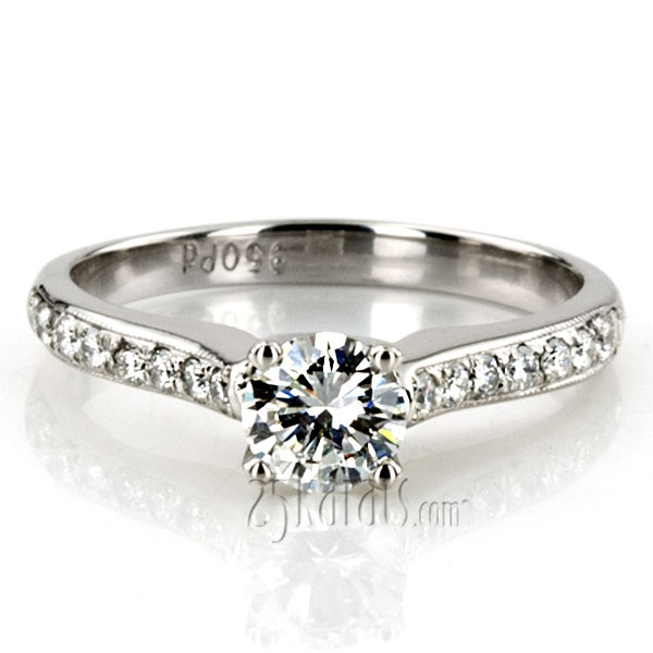 14K white gold Low Cathedral Pave Engagement Ring(1/4 ct. tw.) - alternate view 4