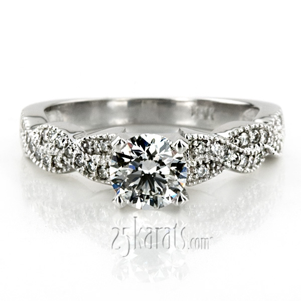14K white gold Pave Set Diamond Bridal Ring (0.24 ct. tw.) - alternate view 27