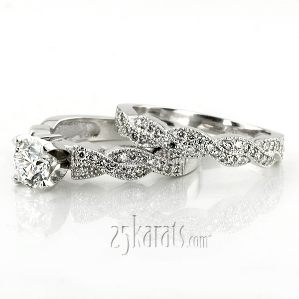 14K white gold Pave Set Diamond Bridal Ring (0.24 ct. tw.) - alternate view 28