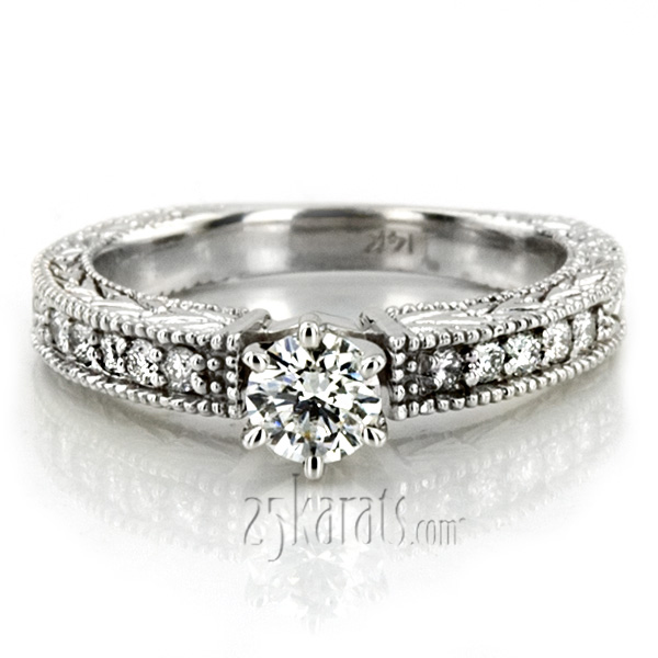 Antique Engraved Diamond Engagement Ring (0.20 ct. tw.)