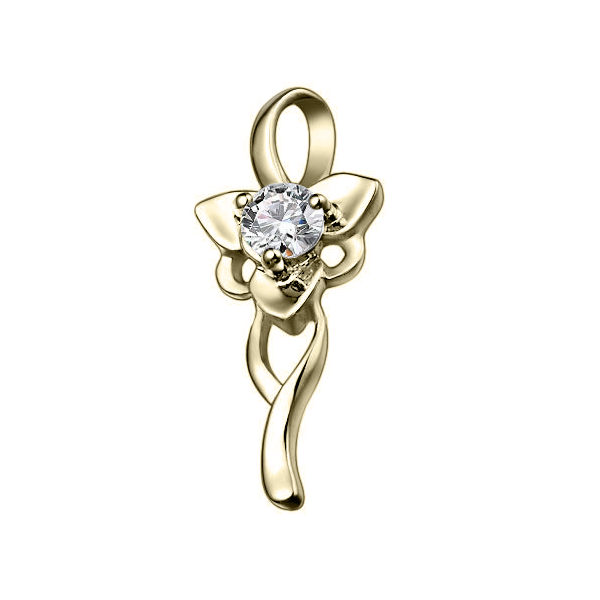 Floral Design Solitaire Pendant (0.08ct.) - view 2