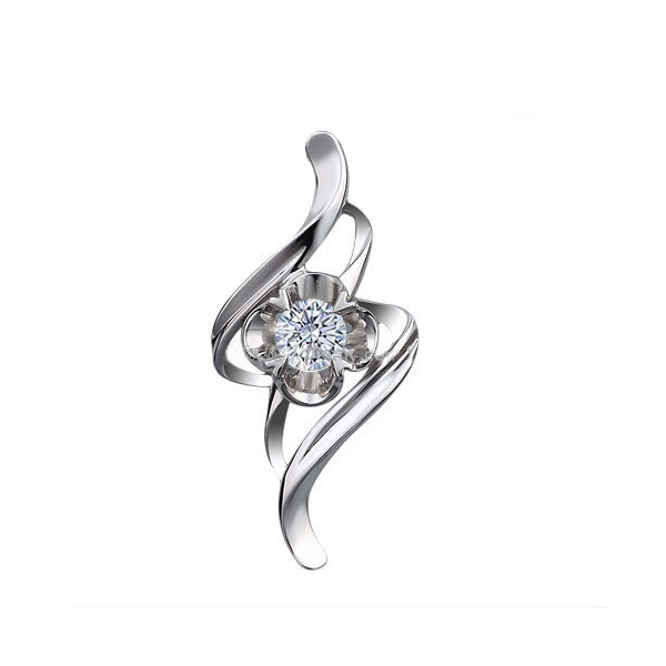 Floral Design Solitaire Pendant (0.10ct.) - view 1