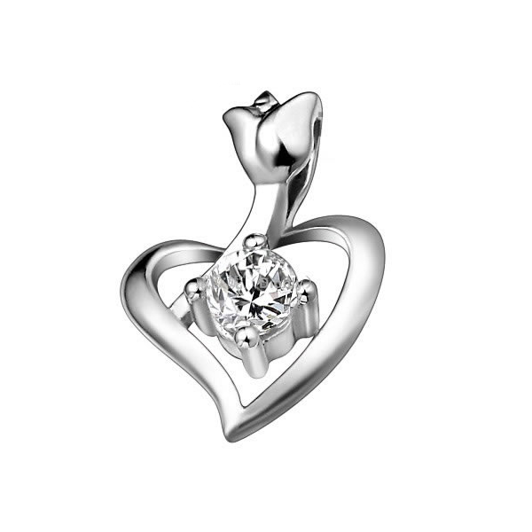 Signature Heart Design With Rose Bail Pendant (0.08ct)