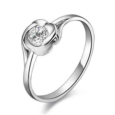 Floral Tension Set Diamond Solitaire Promise Ring (0.12ct. tw)