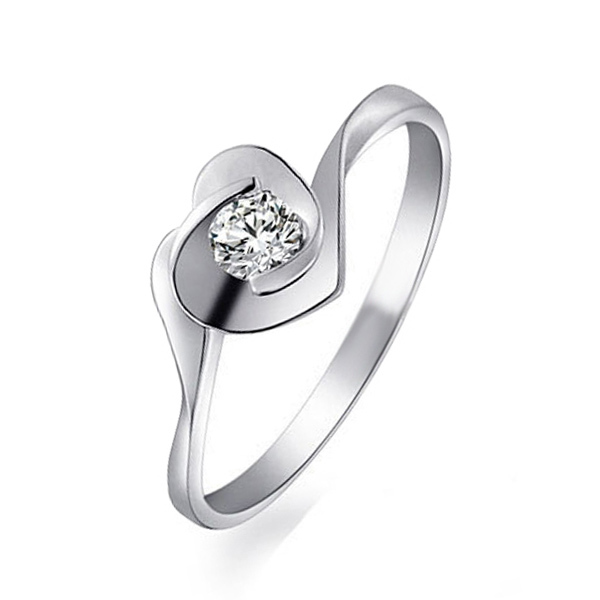 14K white gold Floral Heart Design Promise Ring (0.25ct. tw.) - main view