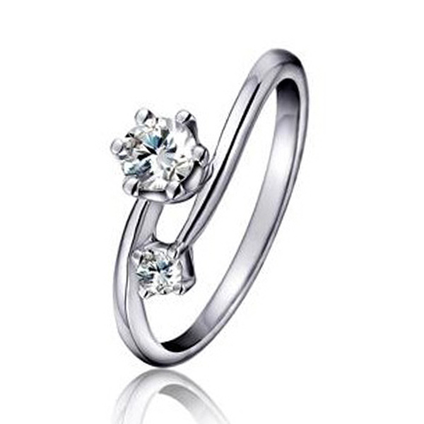 14K white gold Prong Set By Pass Promise Ring( 0.25ct. tw.) - main view