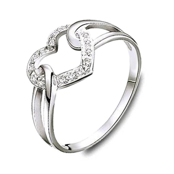 14K white gold Heart Design Fancy Diamond Promise Ring (0.08 ct. tw.) - main view