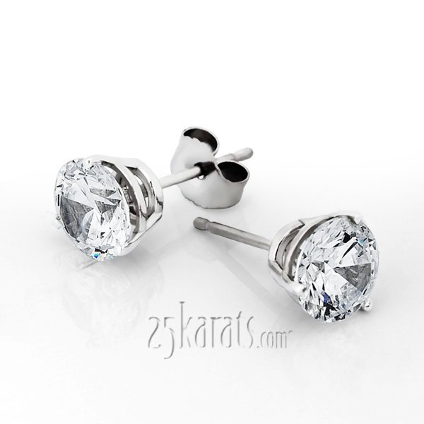 Three Prong Basket Setting H-SI2 Perfect Pair of Diamond Stud Earrings (0.50 ct. tw.)