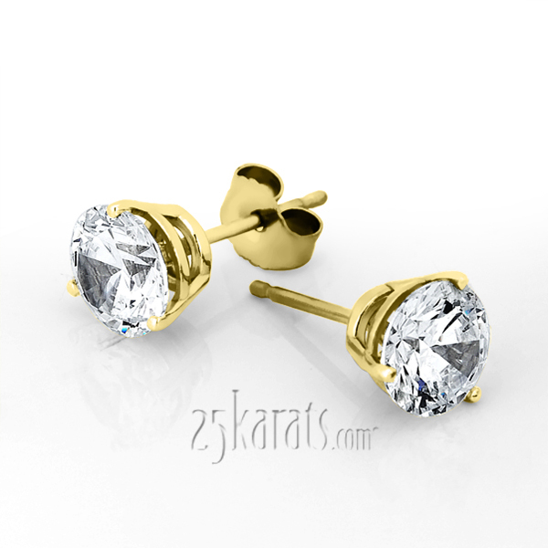14K gold Three Prong Basket Setting GH-SI1 Perfect Pair of Diamond Stud Earrings (0.33 ct. tw.) - alternate view 2