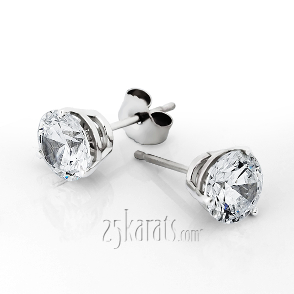 Three Prong Basket Setting G-VS2 Perfect Pair of Diamond Stud Earrings (2.00 ct. tw.) - view 1