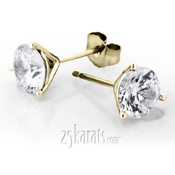 14K gold Martini Setting H-SI2 Perfect Pair of Diamond Stud Earrings (0.65 ct. tw.) - alternate view 2